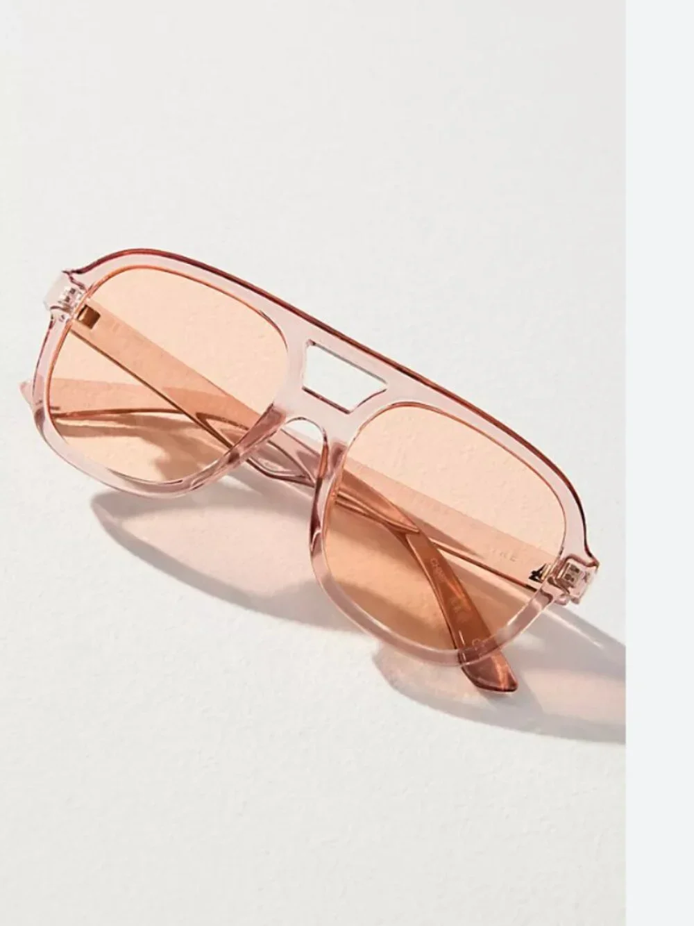 Anthropologie AIRE Whirlpool Aviator Sunglasses Pink Translucent Oversized 70s